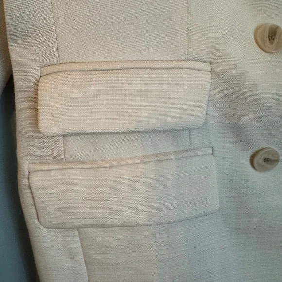 H&M Cream Blazer Textured Suit Jacket - Picture 3 of 5